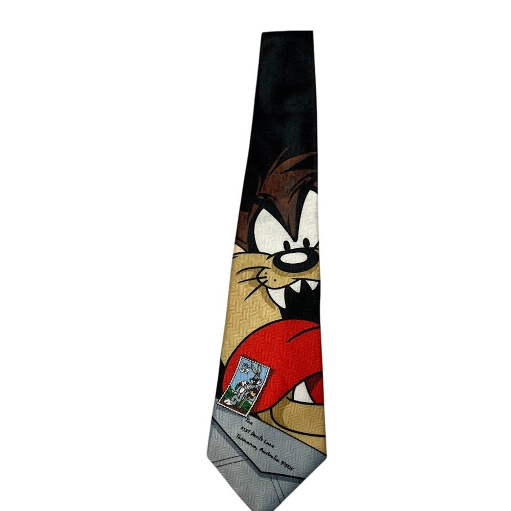 USPS Looney Tunes Neck Tie Stamp Collection 1997 Taz Tasmanian Devil VTG Tie 4”